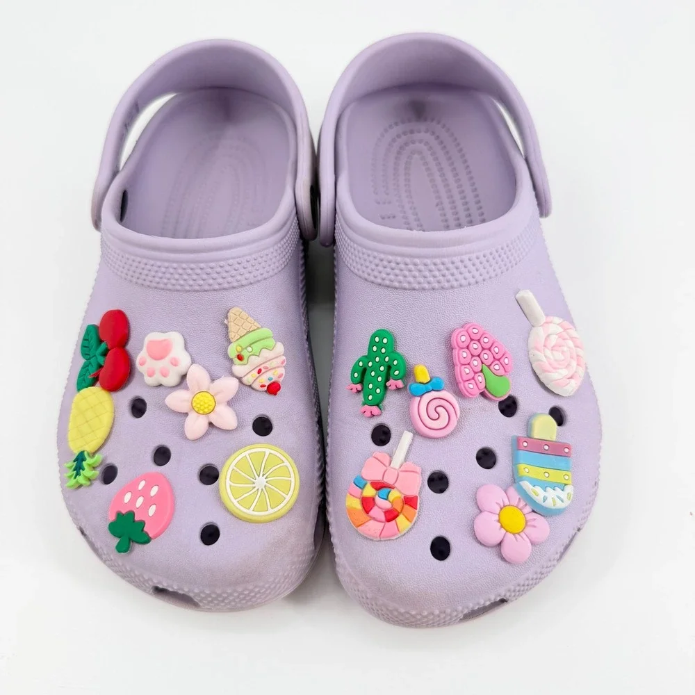 Crocs Kids Classic Clogs Lavender Jibbitz Charms Lot J2 & J3 Mismatched Sizes